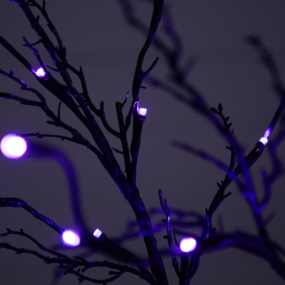 5’ Pre-Lit Halloween Deluxe Black Twig Artificial Tree with 102 Orange & Purple LED Lights-Tree-Parc Decor