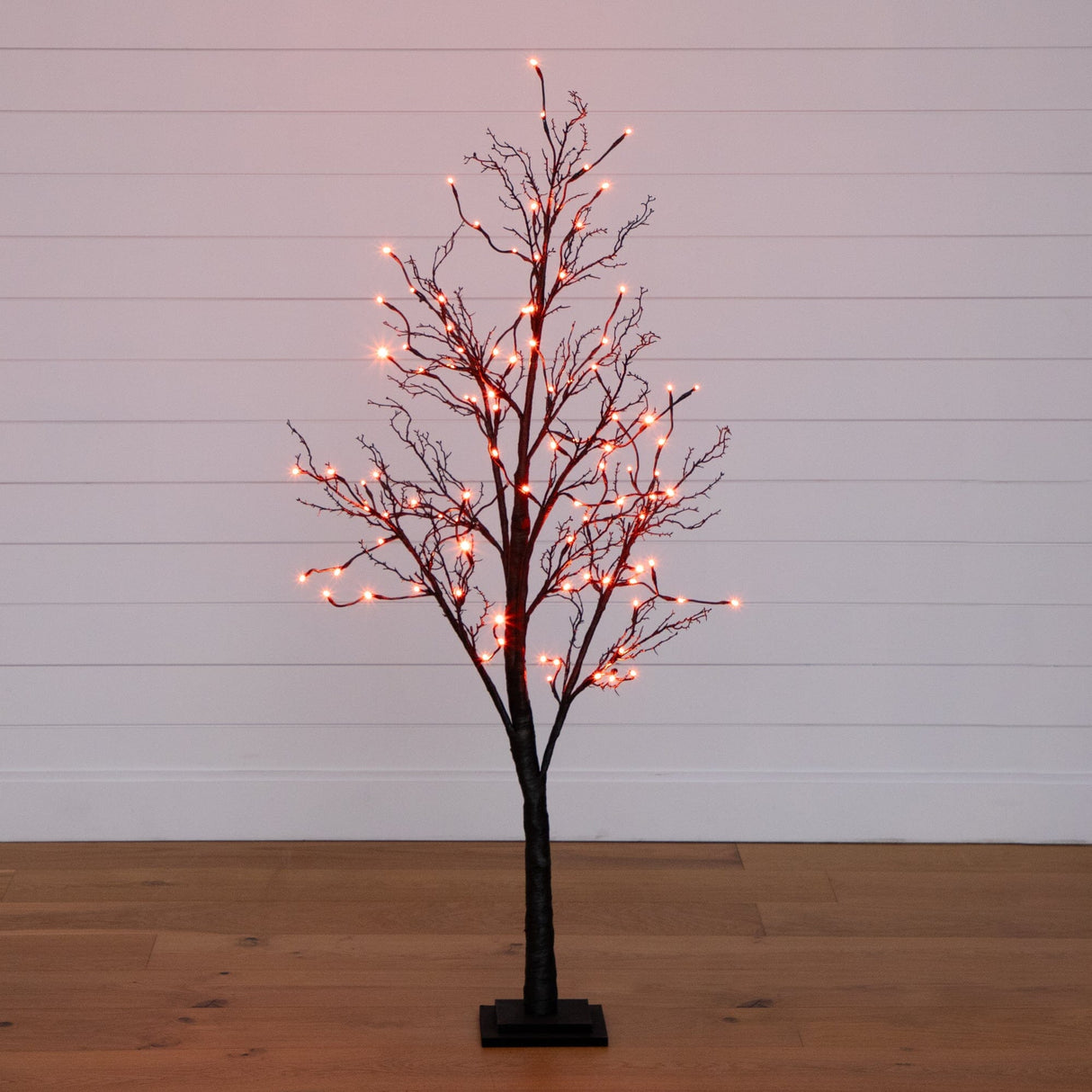 5’ Pre-Lit Halloween Deluxe Black Twig Artificial Tree with 102 Orange & Purple LED Lights-Tree-Parc Decor
