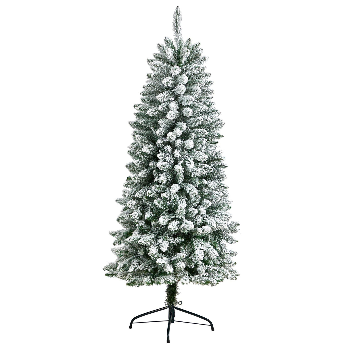 5’ Slim Flocked Montreal Fir Christmas Tree with 150 Warm White LED Lights and 491 Bendable Branches-Christmas Tree-Parc Decor