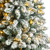 5’ Slim Flocked Montreal Fir Christmas Tree with 150 Warm White LED Lights and 491 Bendable Branches-Christmas Tree-Parc Decor