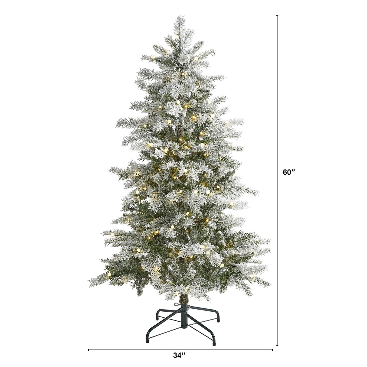 5’ Slim Flocked Nova Scotia Spruce Artificial Christmas Tree with 150 Warm White LED Lights and 433 Bendable Branches-Christmas Tree-Parc Decor