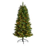 5’ Slim West Virginia Mountain Pine Christmas Tree with 200 Clear Lights and 467 Bendable Branches-Christmas Tree-Parc Decor