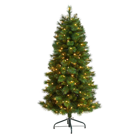 5’ Slim West Virginia Mountain Pine Christmas Tree with 200 Clear Lights and 467 Bendable Branches-Christmas Tree-Parc Decor