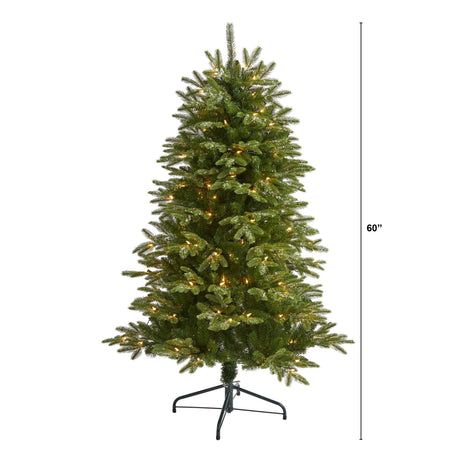 5’ Snowed Grand Teton Artificial Christmas Tree with 150 Clear Lights and 462 Bendable Branches-Christmas Tree-Parc Decor