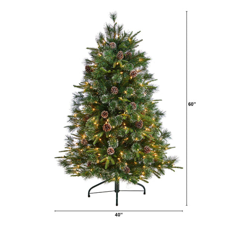 5’ Snowed Tipped Clermont Pine Artificial Christmas Tree-Christmas Tree-Parc Decor