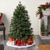 5’ Snowed Tipped Clermont Pine Artificial Christmas Tree-Christmas Tree-Parc Decor