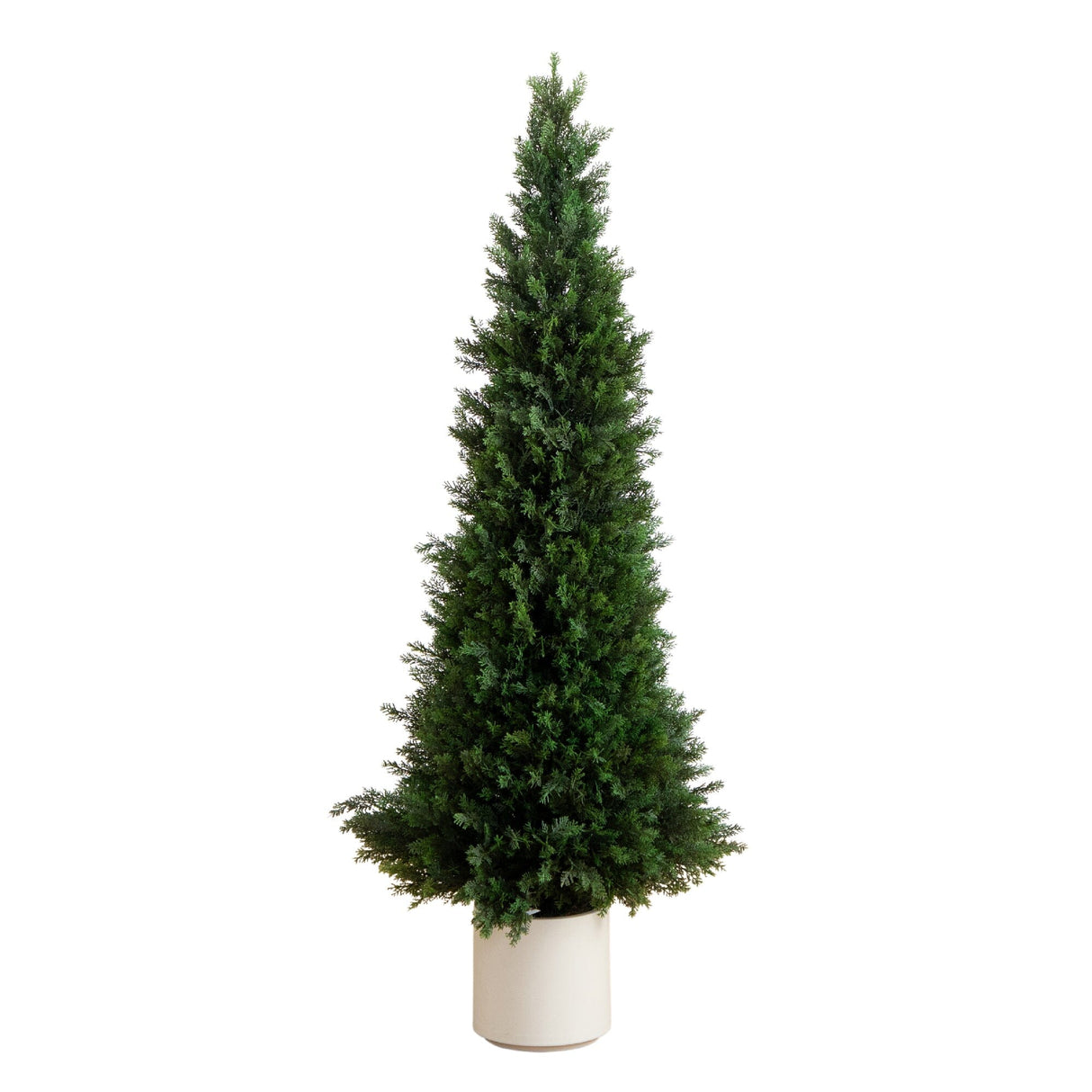 5’ UV Resistant Artificial Cedar Tree in Decorative White Planter (Indoor/Outdoor)-Tree-Parc Decor