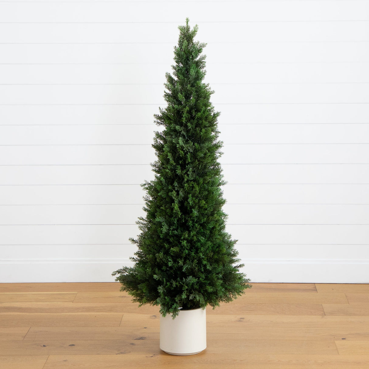 5’ UV Resistant Artificial Cedar Tree in Decorative White Planter (Indoor/Outdoor)-Tree-Parc Decor