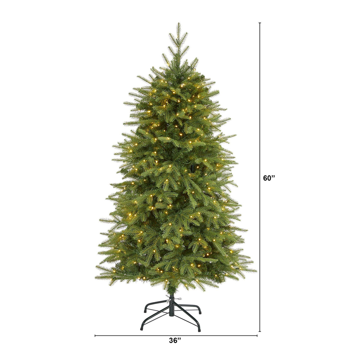 5’ Vancouver Fir “Natural Look” Artificial Christmas Tree with 350 Clear LED Lights and 1054 Bendable Branches-Christmas Tree-Parc Decor