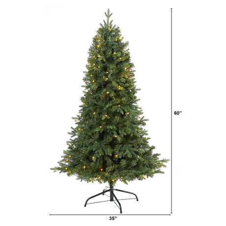 5' Vermont Fir Artificial Christmas Tree with 150 Clear LED Lights-Christmas Tree-Parc Decor