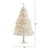 5' White Artificial Christmas Tree with 350 Bendable Branches and 150 Clear LED Lights-Christmas Tree-Parc Decor
