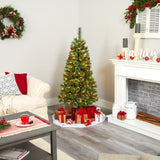 5’ White Mountain Pine Artificial Christmas Tree with 200 Clear LED Lights and Pine Cones-Christmas Tree-Parc Decor