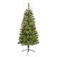 5’ White Mountain Pine Artificial Christmas Tree with 200 Clear LED Lights and Pine Cones-Christmas Tree-Parc Decor