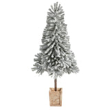 5' Winter Flocked Leaning Christmas Tree Pre-Lit-Christmas Tree-Parc Decor