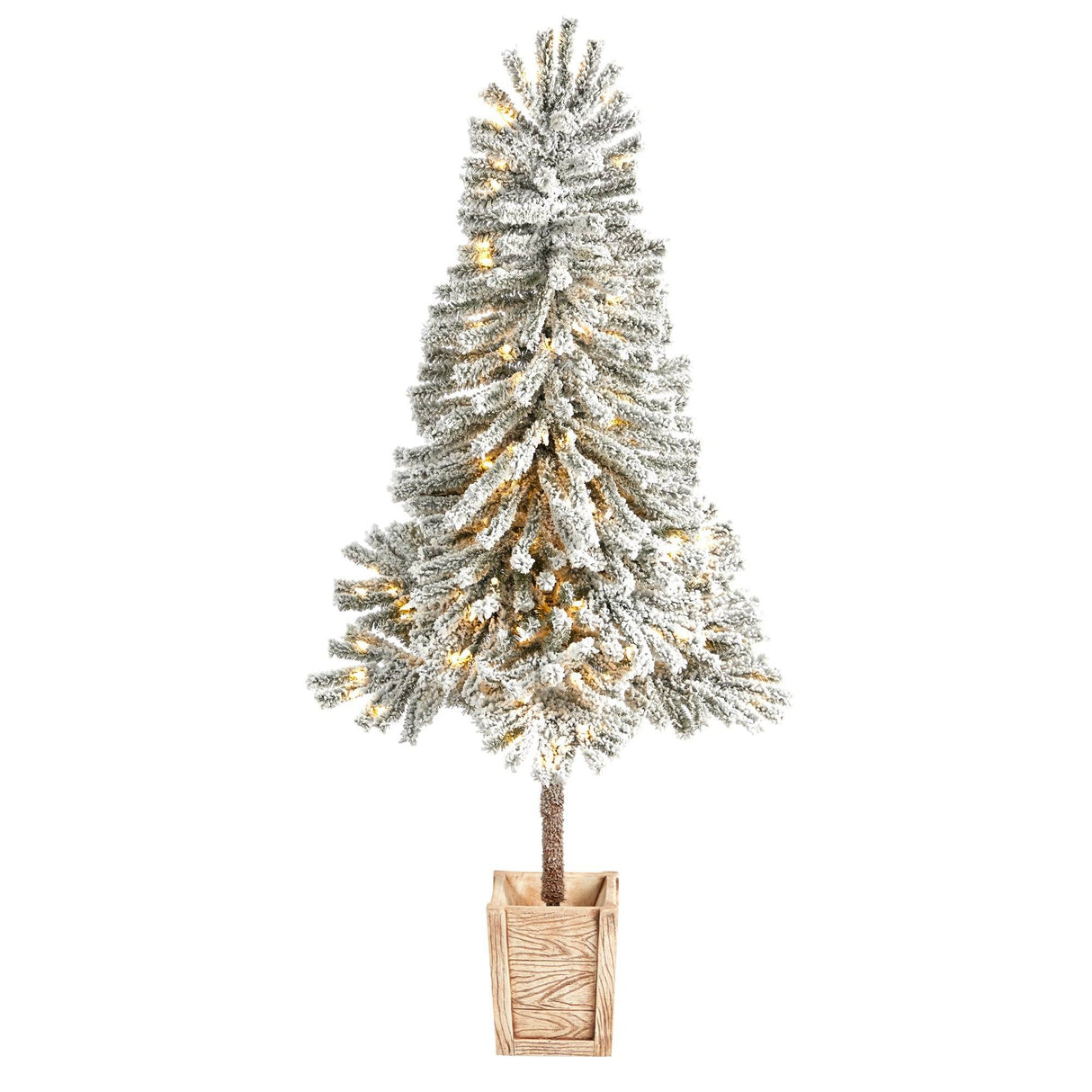 5' Winter Flocked Leaning Christmas Tree Pre-Lit-Christmas Tree-Parc Decor