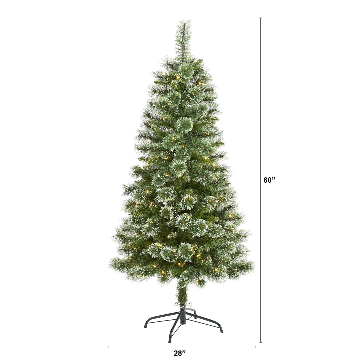 5’ Wisconsin Slim Snow Tip Pine Artificial Christmas Tree with 150 Clear LED Lights-Christmas Tree-Parc Decor
