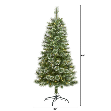 5’ Wisconsin Slim Snow Tip Pine Artificial Christmas Tree with 150 Clear LED Lights-Christmas Tree-Parc Decor