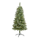 5’ Wisconsin Slim Snow Tip Pine Artificial Christmas Tree with 150 Clear LED Lights-Christmas Tree-Parc Decor