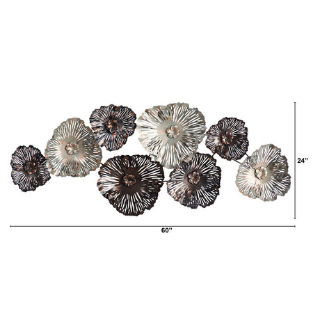 5’ x 2’ Floating Metal Floral Design Metal Wall Art Decor-Parc Decor