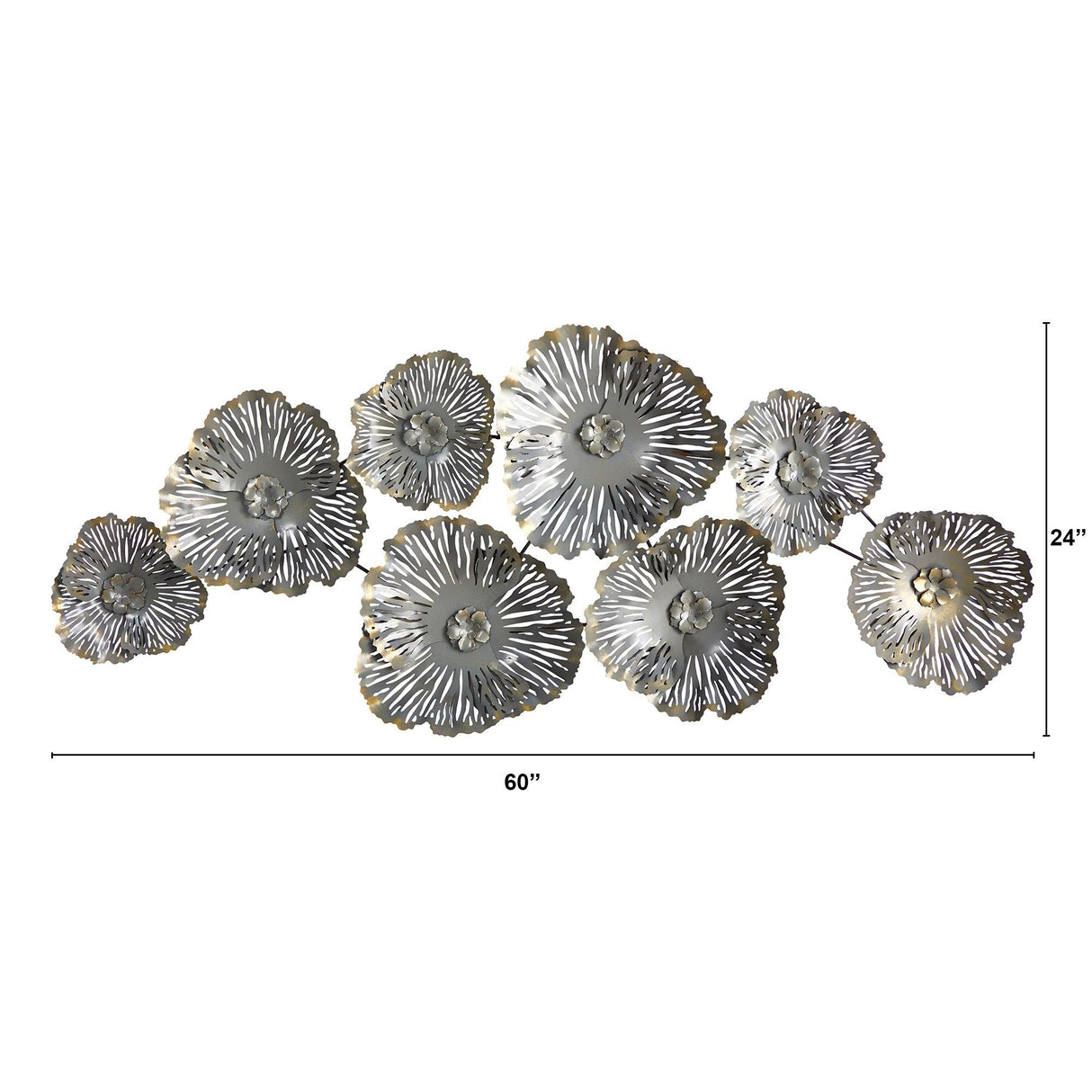 5’ x 2’ Floating Metal Floral Wall Art Decor-Parc Decor