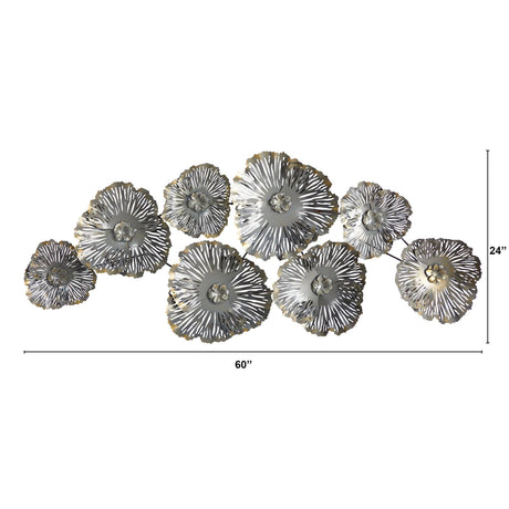 5’ x 2’ Floating Metal Floral Wall Art Decor-Parc Decor