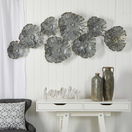 5' x 2' Floating Metal Floral Wall Art Decor-Parc Decor