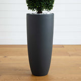 50” Boxwood Topiary with Gray Cylindrical Planter UV Resistant (Indoor/Outdoor)-Parc Decor