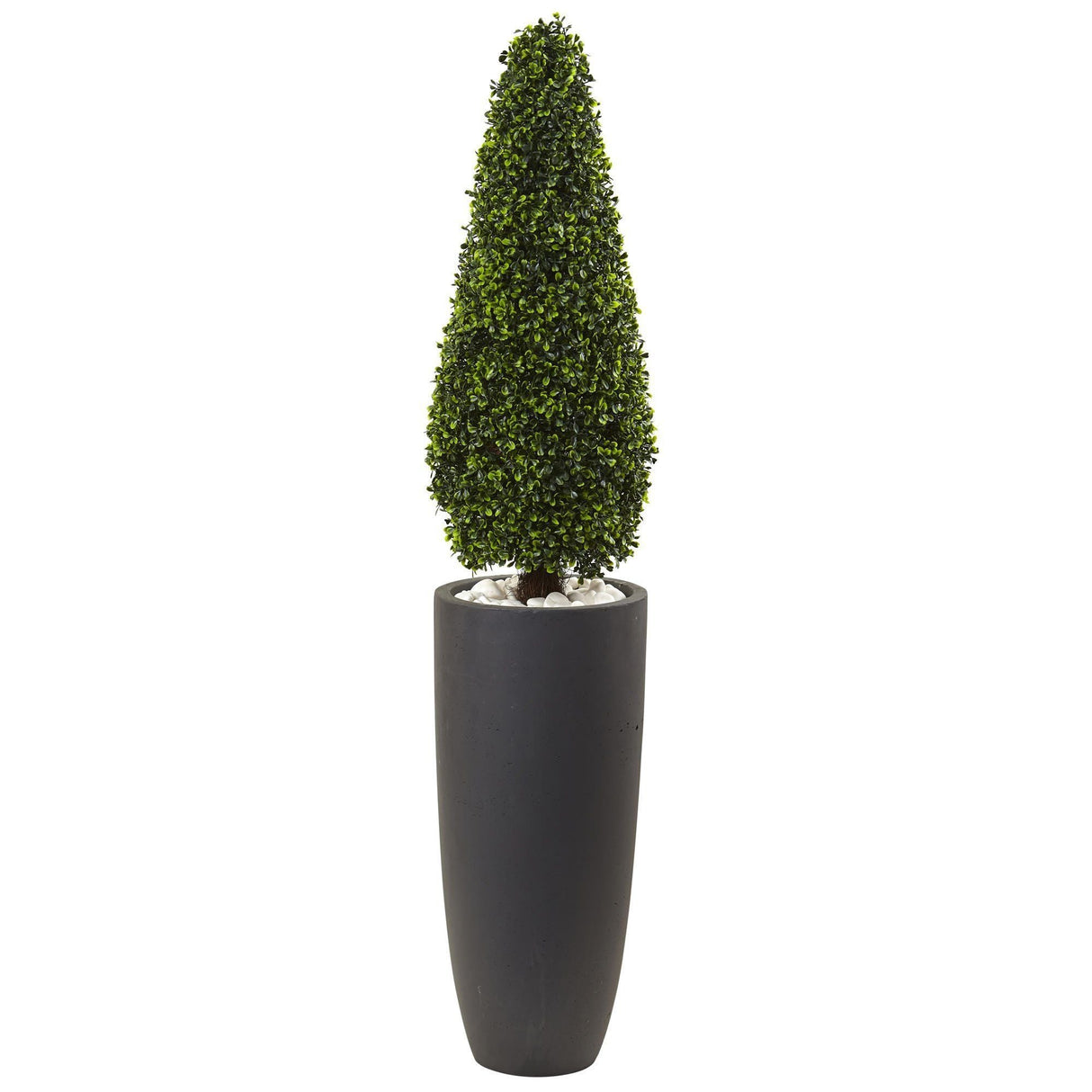 50” Boxwood Topiary with Gray Cylindrical Planter UV Resistant (Indoor/Outdoor)-Parc Decor