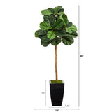 50” Fiddle Leaf Artificial Tree in Black Metal Planter-Parc Decor