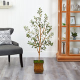 50” Olive Artificial Tree in Metal Planter-Parc Decor