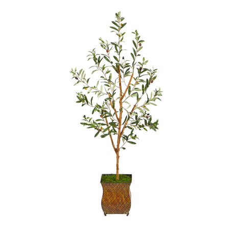 50” Olive Artificial Tree in Metal Planter-Parc Decor