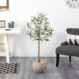 50” Olive Artificial Tree in Sand Colored Planter-Parc Decor