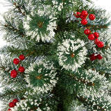 50” Frosted Swiss Pine Artificial Christmas Tree with 100 Clear LED Lights and Berries in White Planter-Christmas Tree-Parc Decor