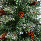 50” Snowed French Alps Mountain Pine Artificial Christmas Tree with 237 Bendable Branches and Pine Cones in Charcoal Planter-Christmas Tree-Parc Decor