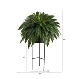 51” Boston Fern Artificial Plant in Black Planter with Stand-Parc Decor