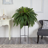 51” Boston Fern Artificial Plant in Black Planter with Stand-Parc Decor