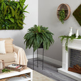 51” Boston Fern Artificial Plant in Black Planter with Stand-Parc Decor