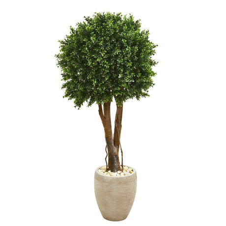52” Boxwood Artificial Topiary Tree in Planter (Indoor/Outdoor)-Parc Decor