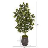 52” Ficus Artificial Tree in Ribbed Metal Planter-Parc Decor