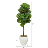 52” Fiddle Leaf Artificial Tree in White Planter-Parc Decor