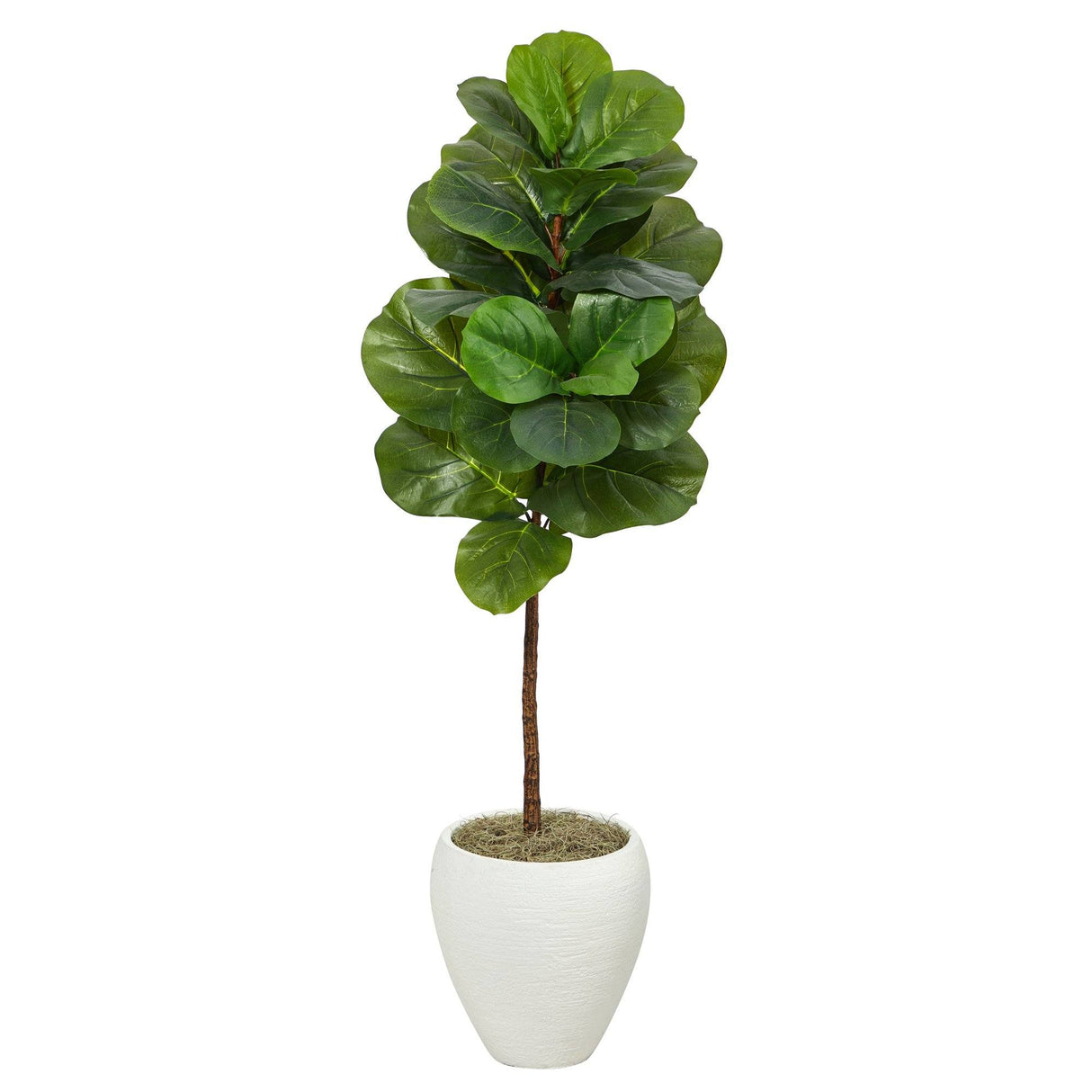 52” Fiddle Leaf Artificial Tree in White Planter-Parc Decor
