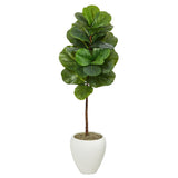 52” Fiddle Leaf Artificial Tree in White Planter-Parc Decor