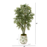 52” Parlor Palm Artificial Tree in Floral Print Planter-Parc Decor
