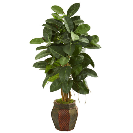 52” Rubber Leaf Artificial Tree in Decorative Planter-Parc Decor