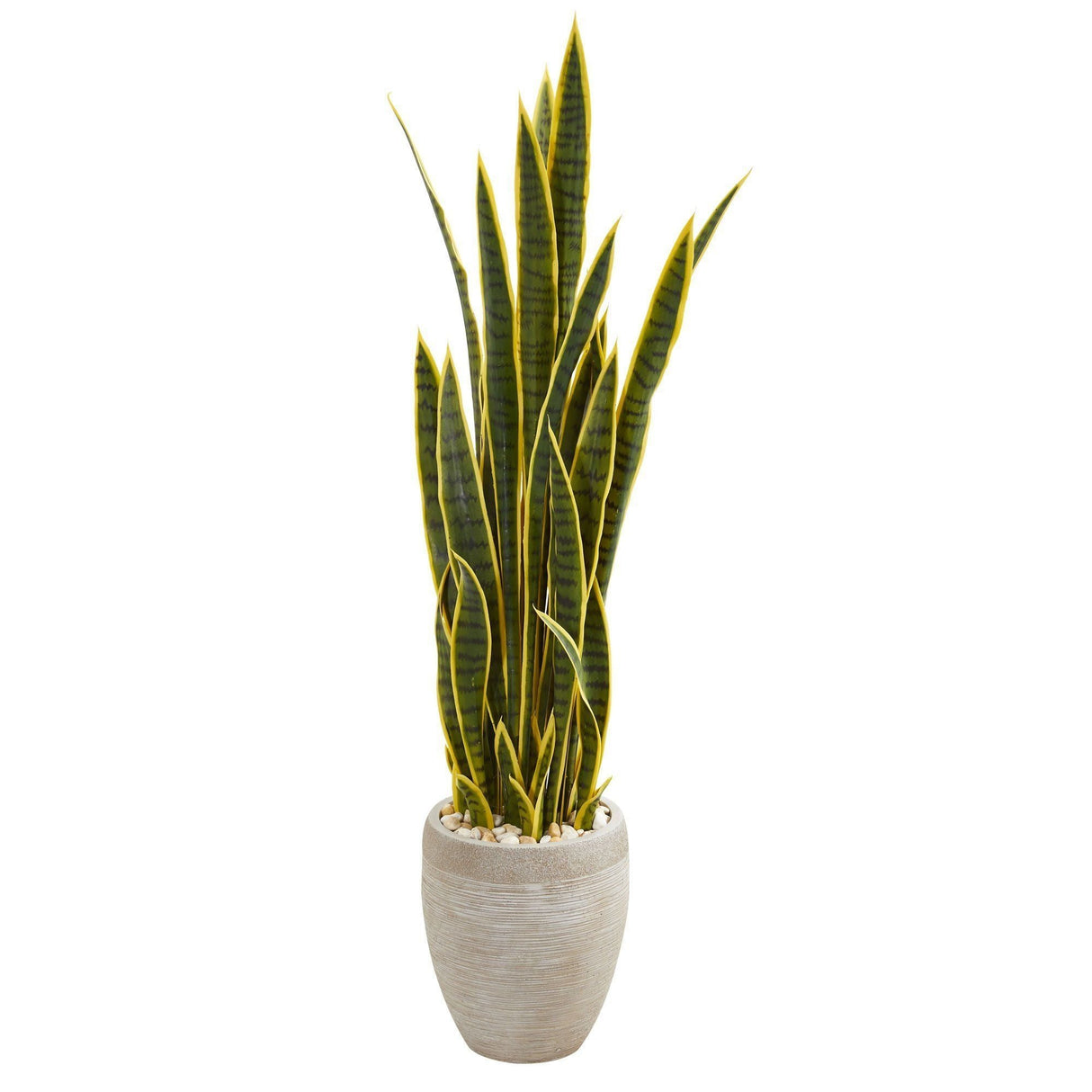 52” Sansevieria Artificial Plant in Sand Colored Planter-Parc Decor