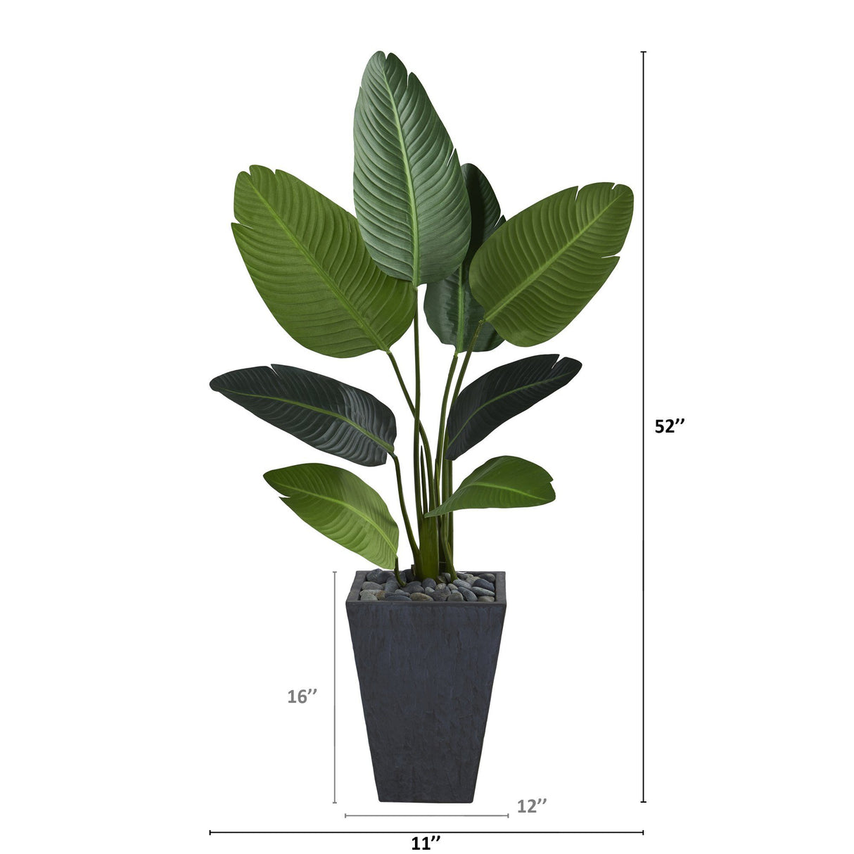 52” Travelers Palm Artificial Tree in Slate Planter-Parc Decor