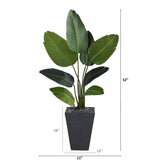 52” Travelers Palm Artificial Tree in Slate Planter-Parc Decor
