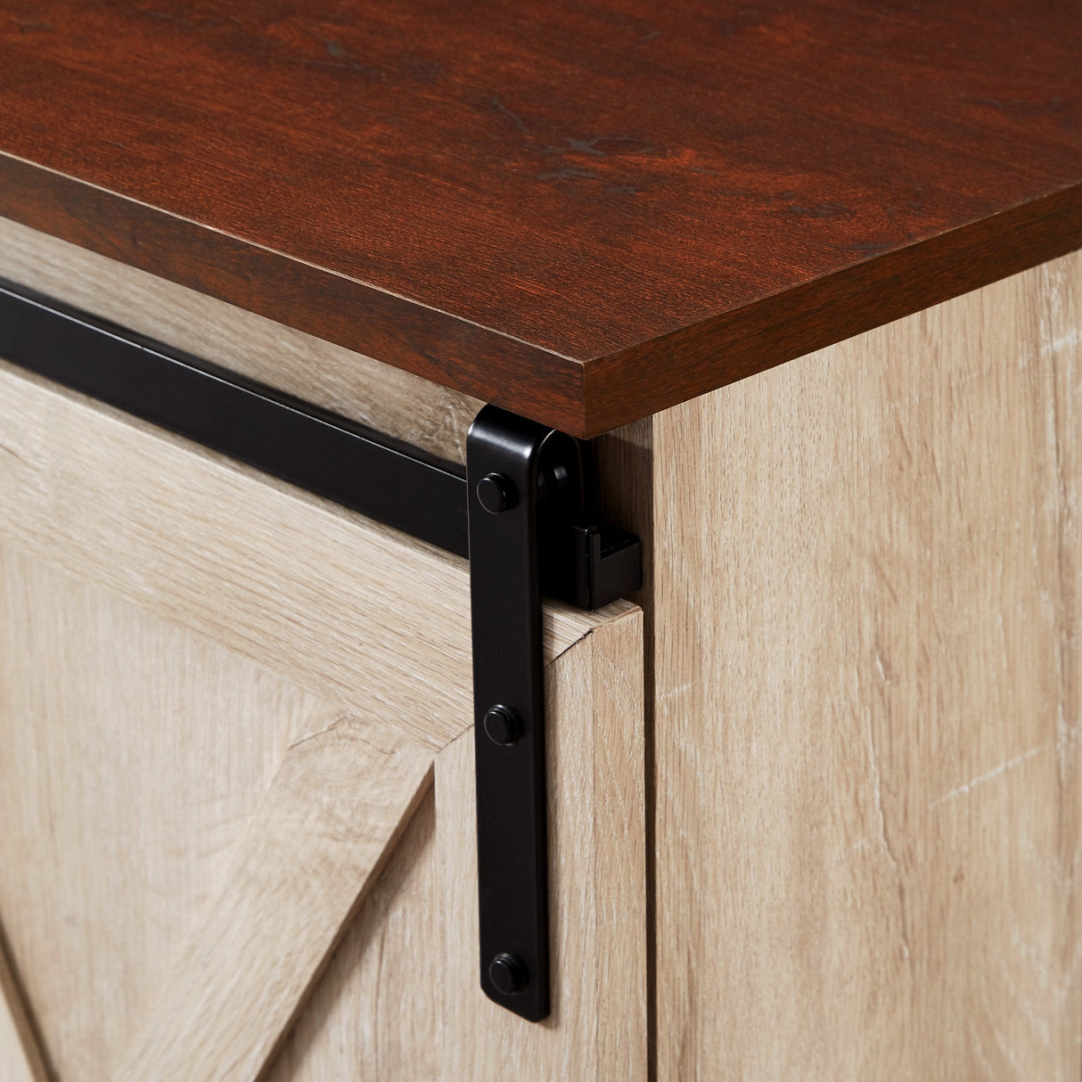 52" Sliding Barn Door Corner TV Stand-Entertainment-Parc Decor