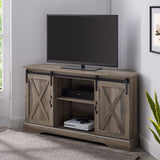 52" Sliding Barn Door Corner TV Stand-Entertainment-Parc Decor