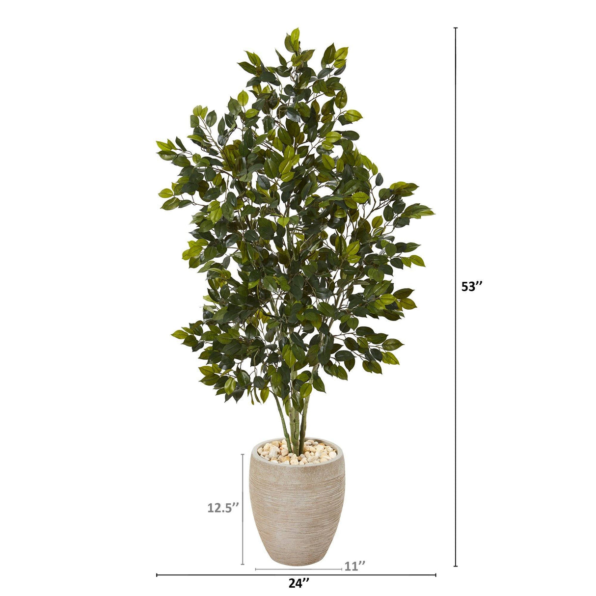 53” Ficus Artificial Tree in Sand Colored Planter-Parc Decor